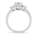 Three-Stone Princess Cut 4 Claw Setting Diamond Engagement Ring In 18K White Gold - DG & Co. Jewellery
