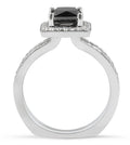Split Band Halo Black Diamond Engagement Ring Princess Cut in 18K White Gold - DG & Co. Jewellery