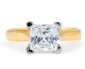 Princess Cut V Claw Setting Solitaire Diamond Engagement Ring In 18K Yellow And White Gold - DG & Co. Jewellery