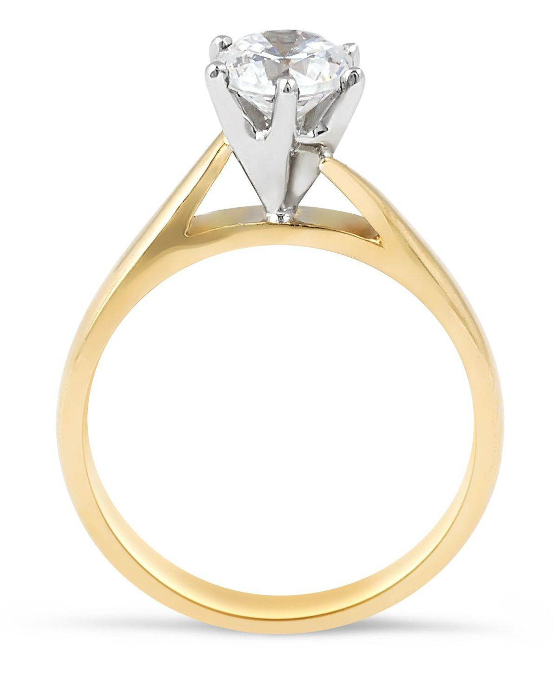 Solitaire Round Brilliant Cut Diamond Engagement Ring 6 Claw Setting In 18K 2-Tone - DG & Co. Jewellery