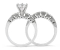 Wedding Set 6 Claw Diamond Engagement Rings Grain and Invisible Setting Side Stones In 18K White gold - DG & Co. Jewellery