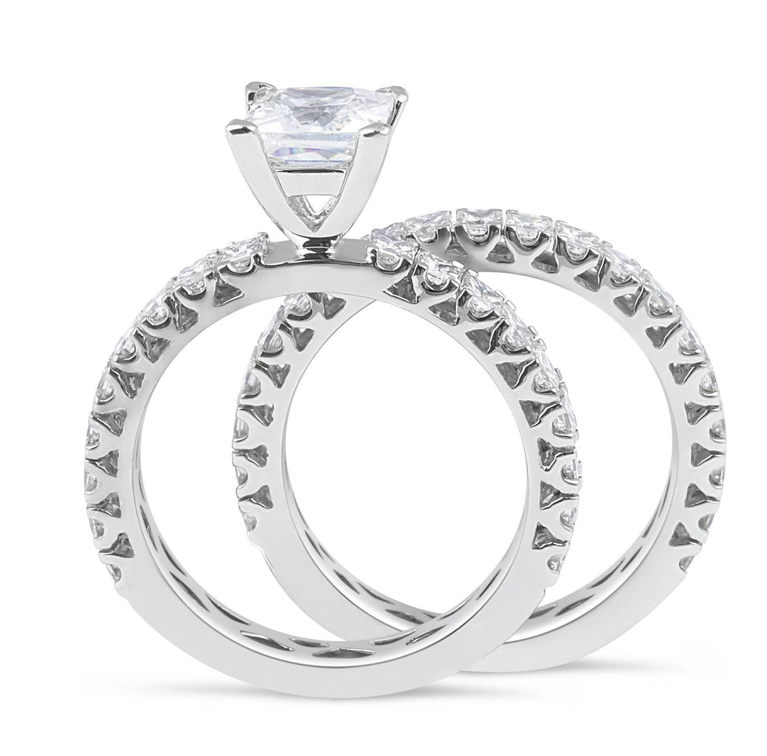 1.00CT Princess Cut Diamond Wedding Set Rings V Claw Setting In 18K White gold - DG & Co. Jewellery