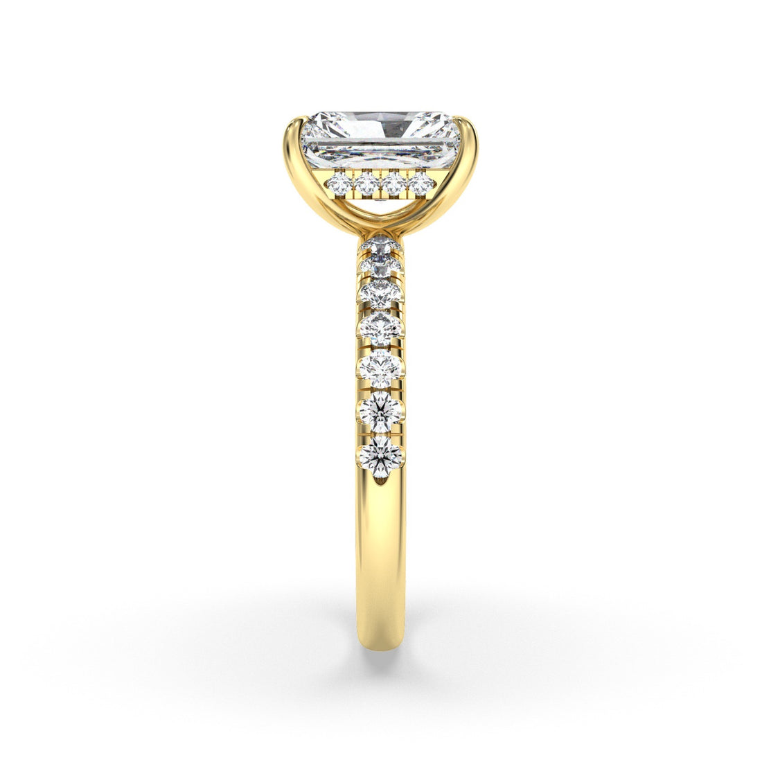 Mia Hidden Halo Radiant Cut Pave Setting Diamond Engagement Ring - 18K Yellow