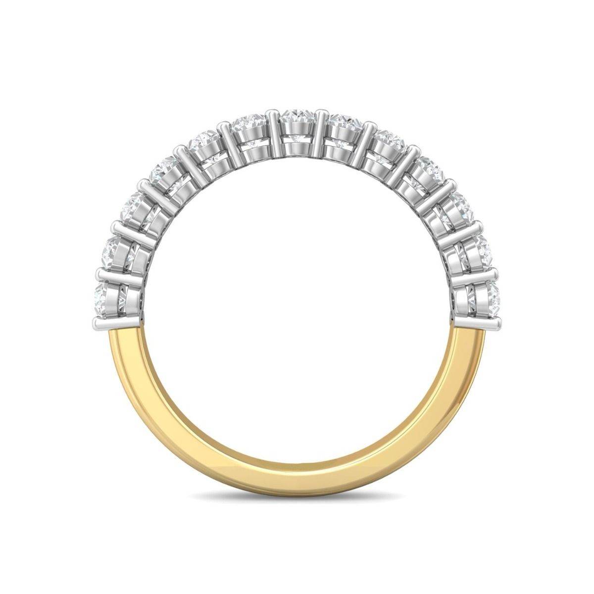 Oval Diamond Half Eternity Wedding Band Prong Setting In 18K White and Yellow Gold - DG & Co. Jewellery