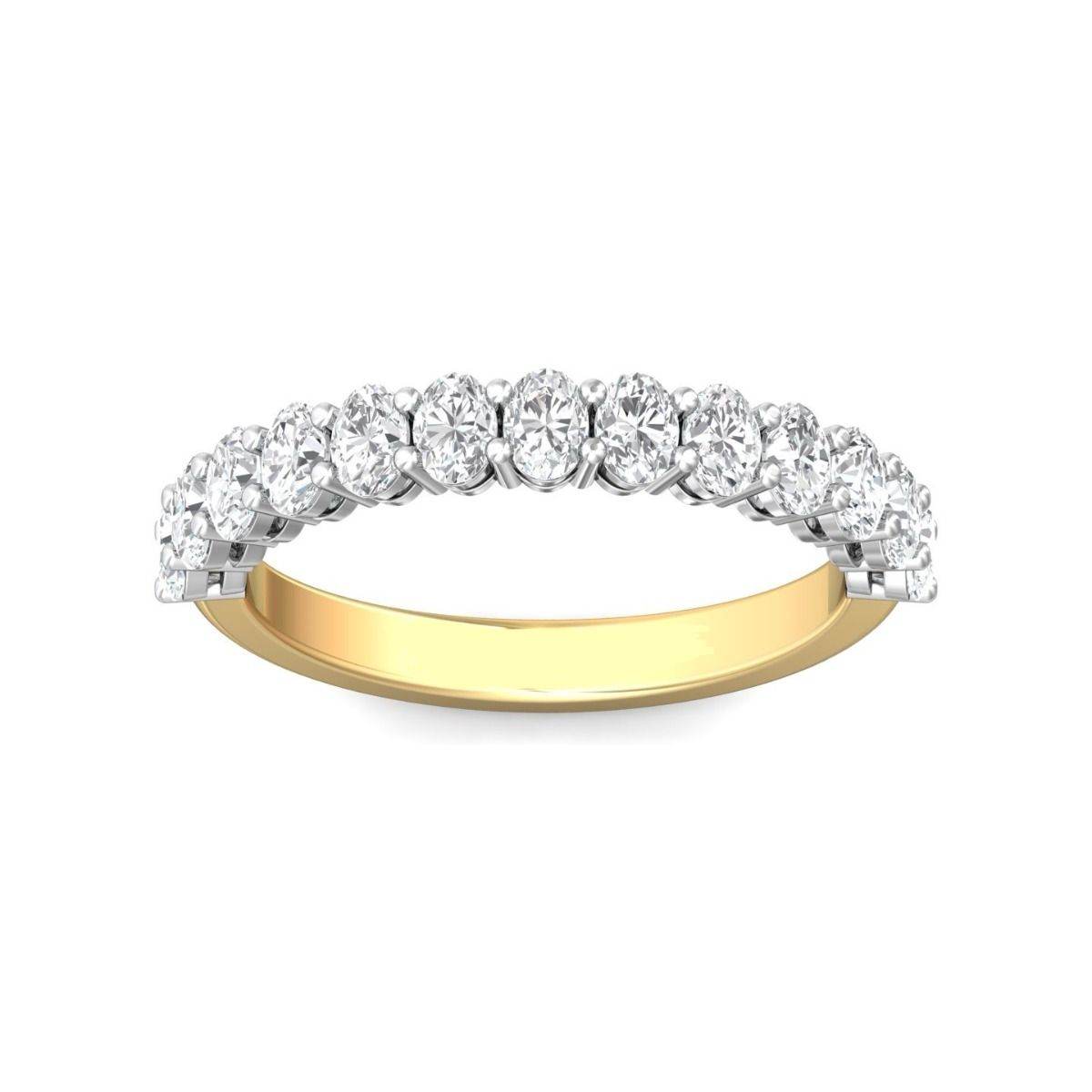 Oval Diamond Half Eternity Wedding Band Prong Setting In 18K White and Yellow Gold - DG & Co. Jewellery