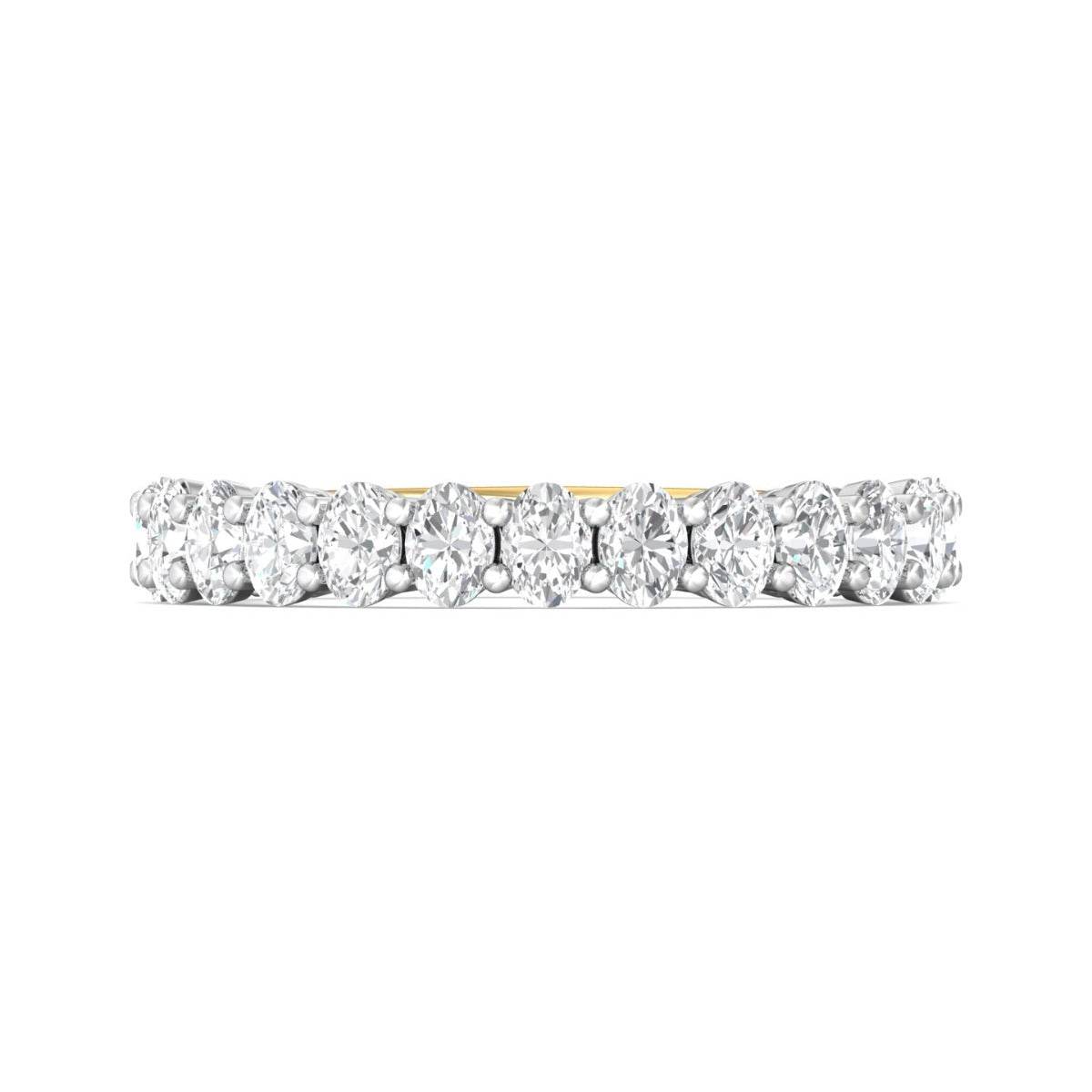 Oval Diamond Half Eternity Wedding Band Prong Setting In 18K White and Yellow Gold - DG & Co. Jewellery