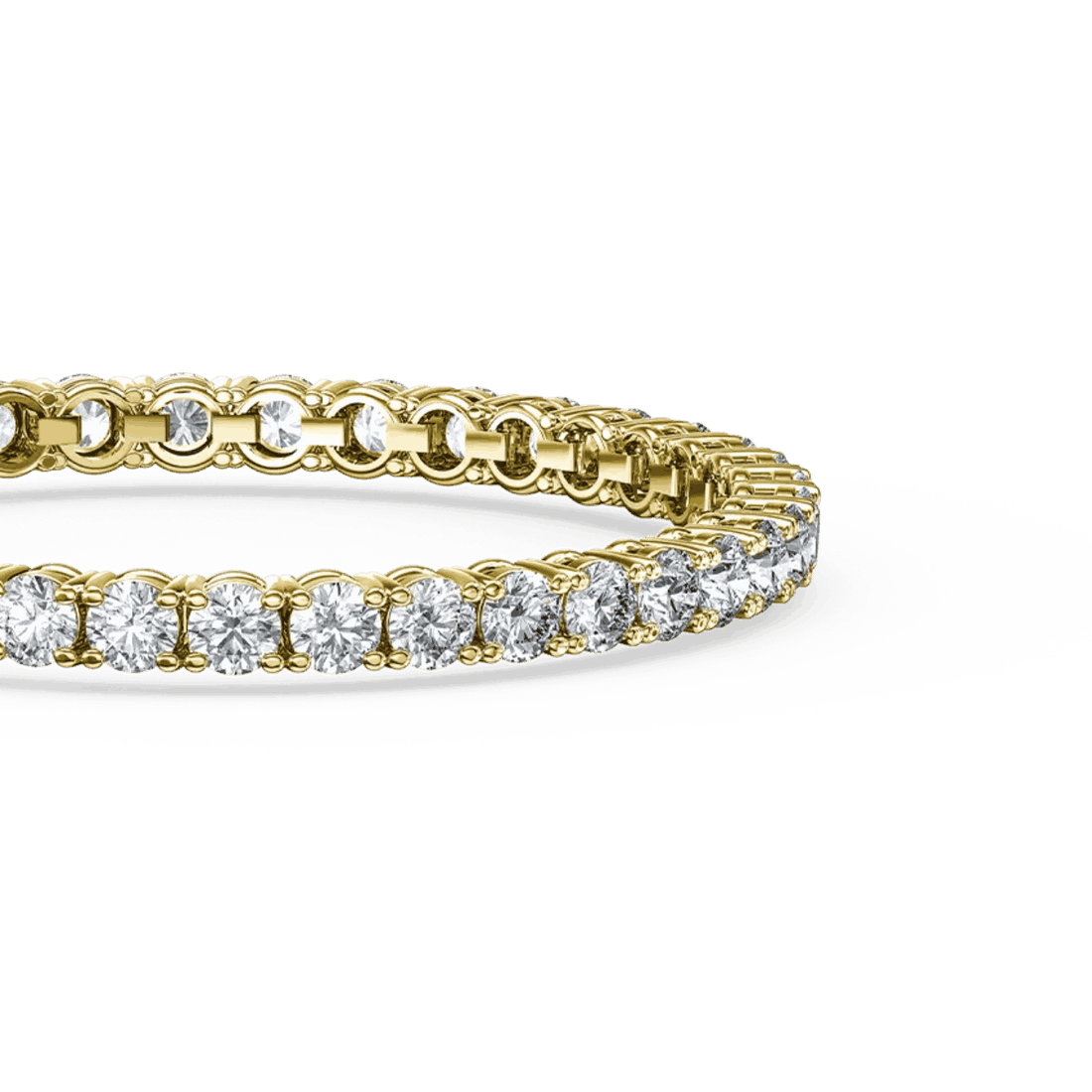 14CT Lab Grown Diamond Tennis Bracelet Four Claw Setting Safety Clasp - 18K Yellow