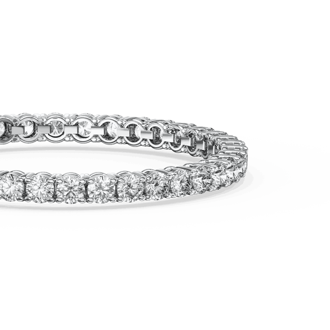 14CT Lab Grown Diamond Tennis Bracelet Four Claw Setting Safety Clasp - Platinum