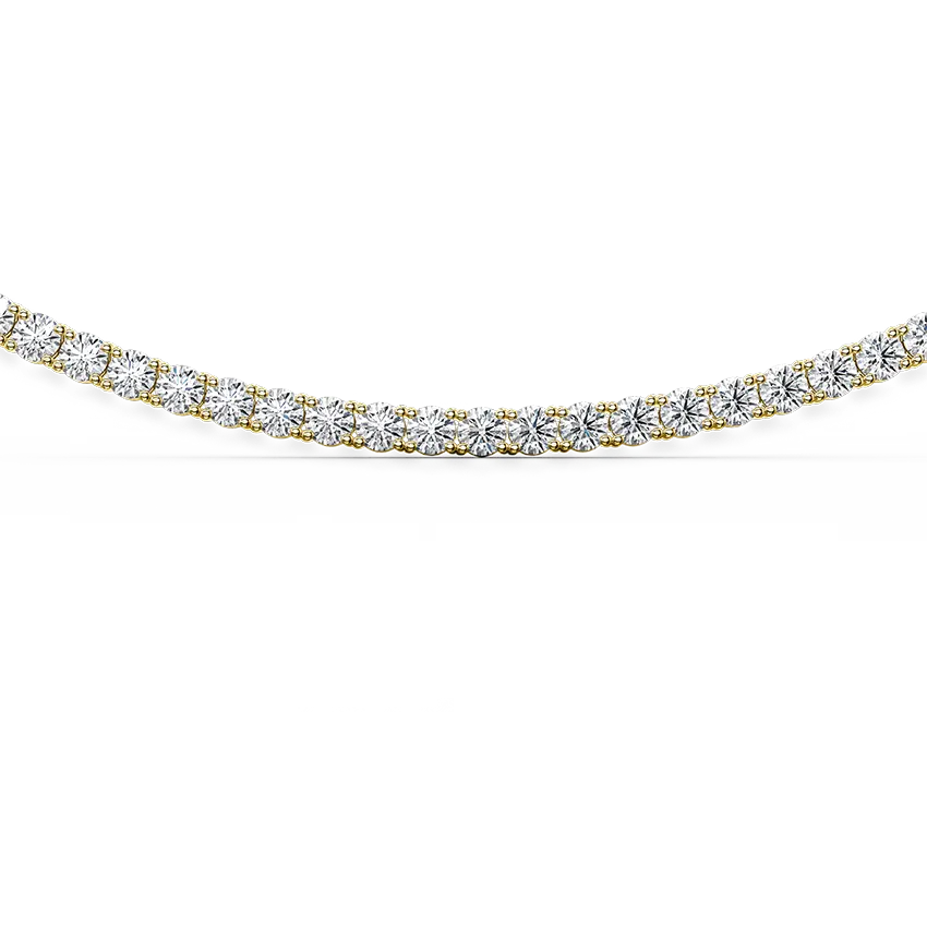 15CT Lab Grown Diamond Tennis Necklace Classic Four Claw Setting - 18K Yellow