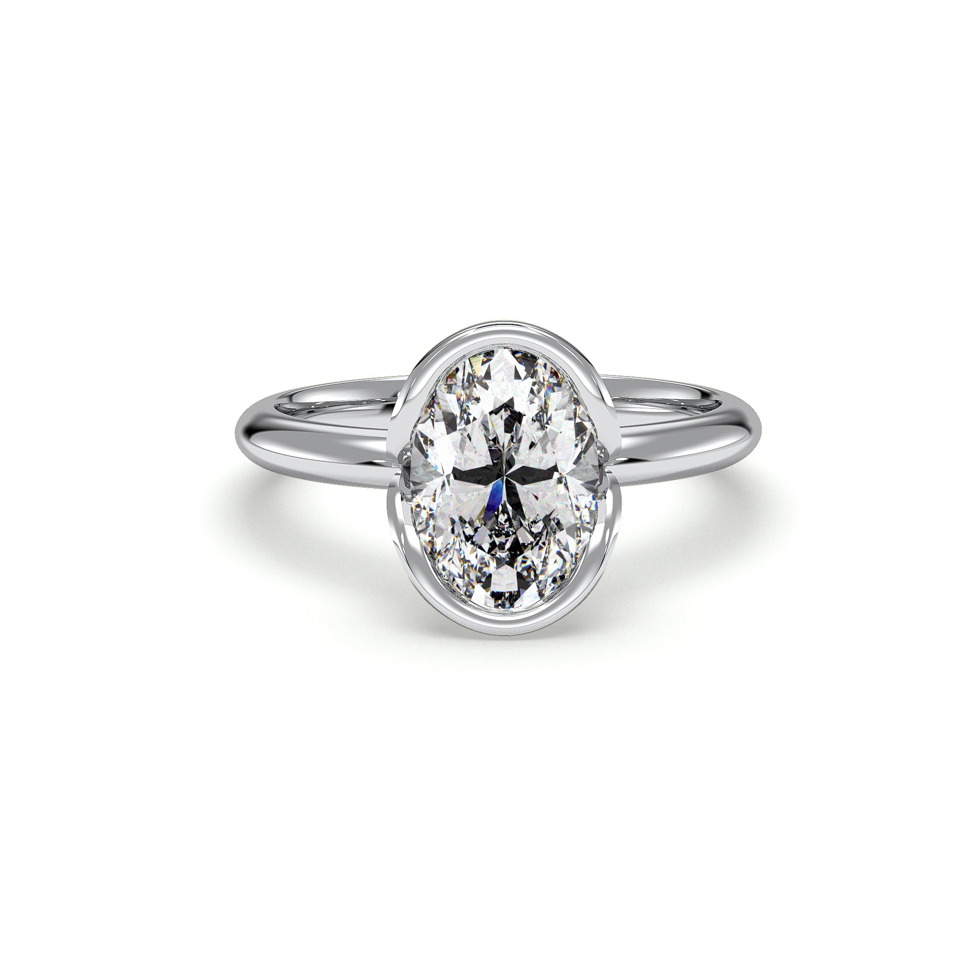 Amari Solitaire split band Oval Cut Diamond Bezel Setting Engagement R ...