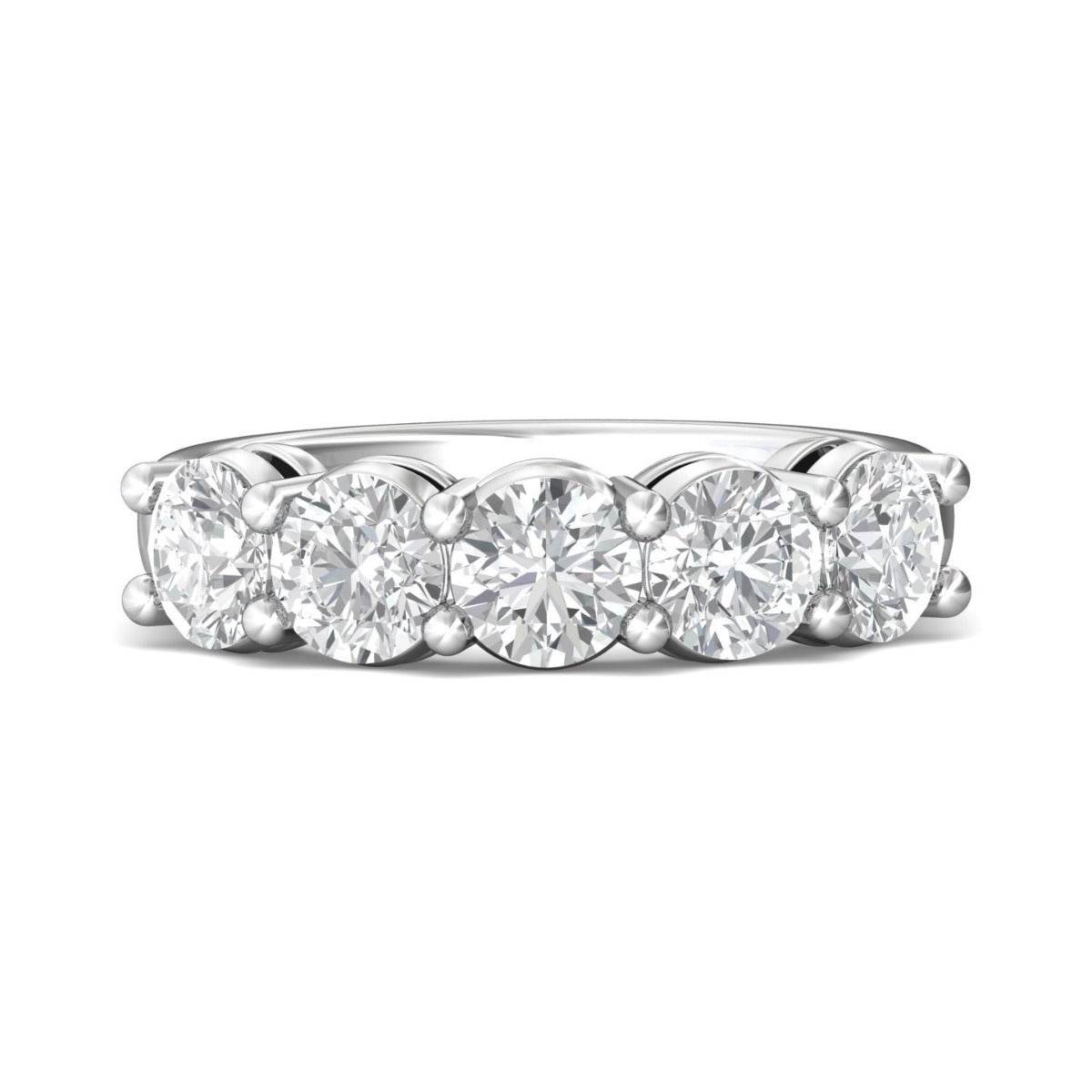 2.50CT FIVE Stone Share Prong setting Diamond Anniversary Wedding Ring In 18K White Gold - DG & Co. Jewellery