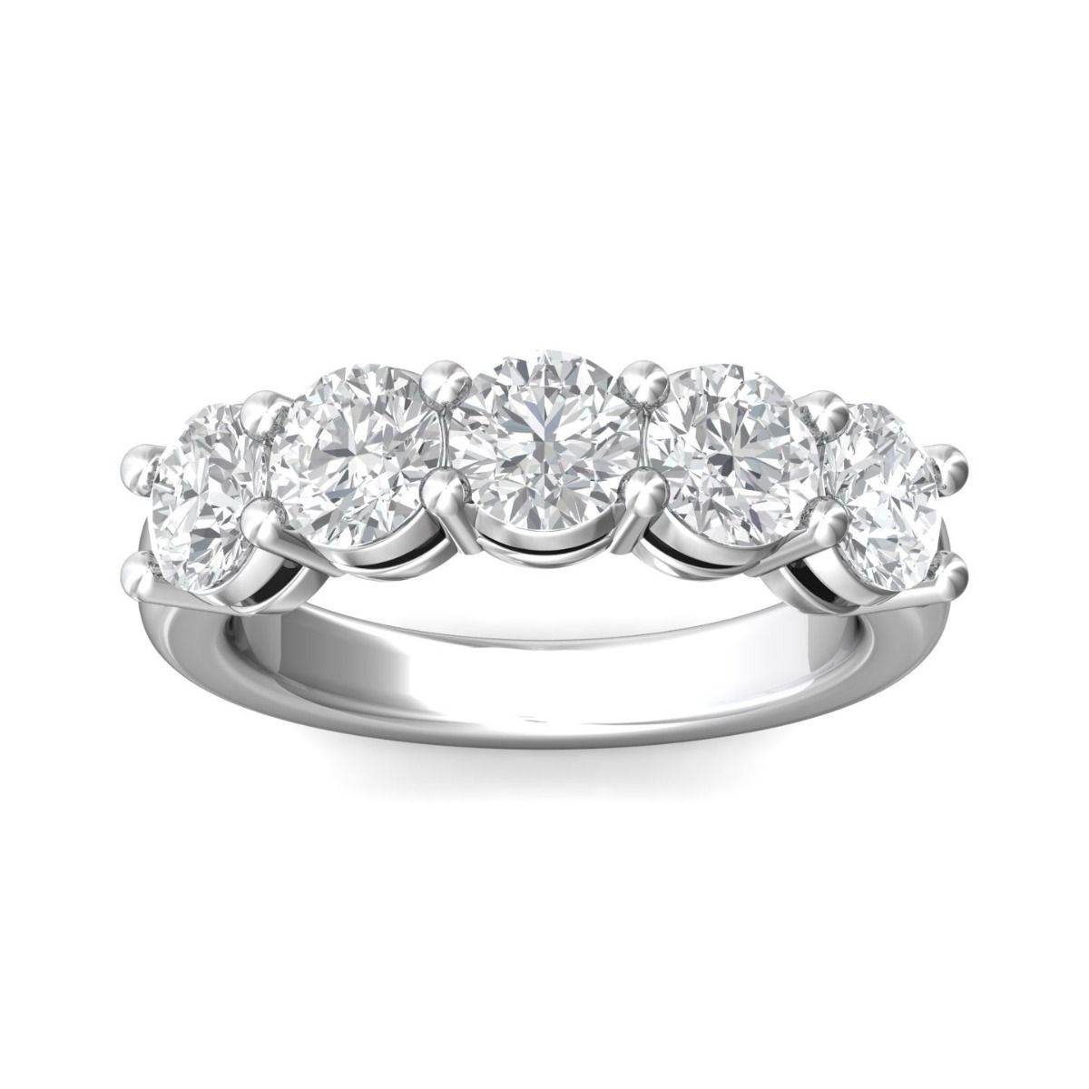 2.50CT FIVE Stone Share Prong setting Diamond Anniversary Wedding Ring In 18K White Gold - DG & Co. Jewellery
