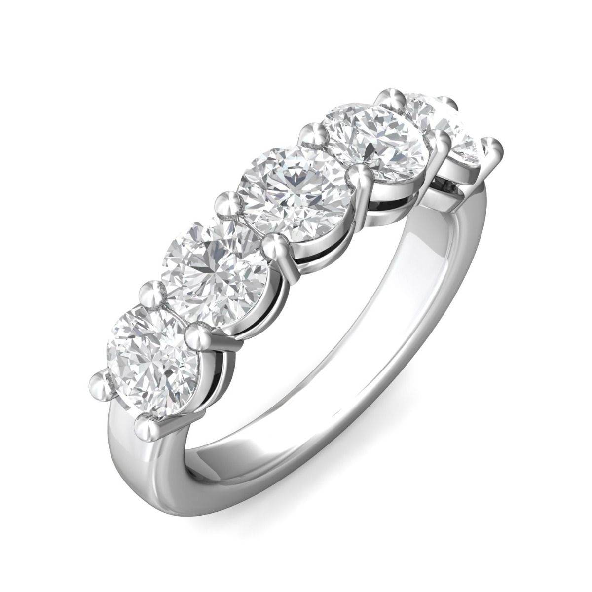 2.50CT FIVE Stone Share Prong setting Diamond Anniversary Wedding Ring In 18K White Gold - DG & Co. Jewellery