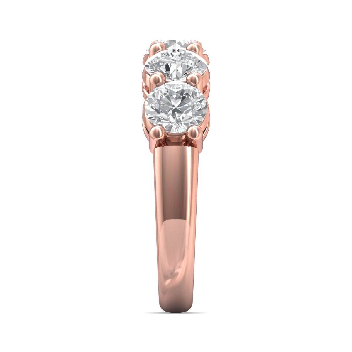 Five Stone Shared Prong Contour Diamond Wedding Ring In 18K Rose Gold - DG & Co. Jewellery