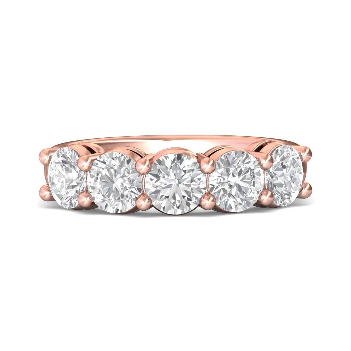 Five Stone Shared Prong Contour Diamond Wedding Ring In 18K Rose Gold - DG & Co. Jewellery