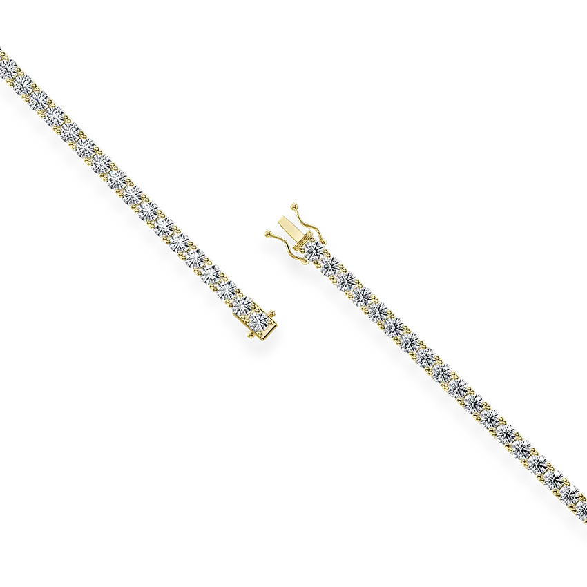 20CT Lab Grown Diamond Tennis Necklace Four Claw Setting - 18K Yellow