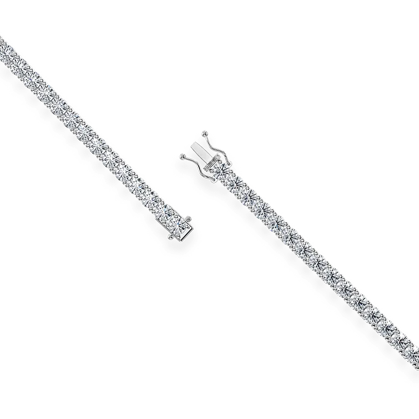 24CT Round Brilliant Cut Lab Grown Diamond Tennis Necklace Four Claw Setting - 18K White