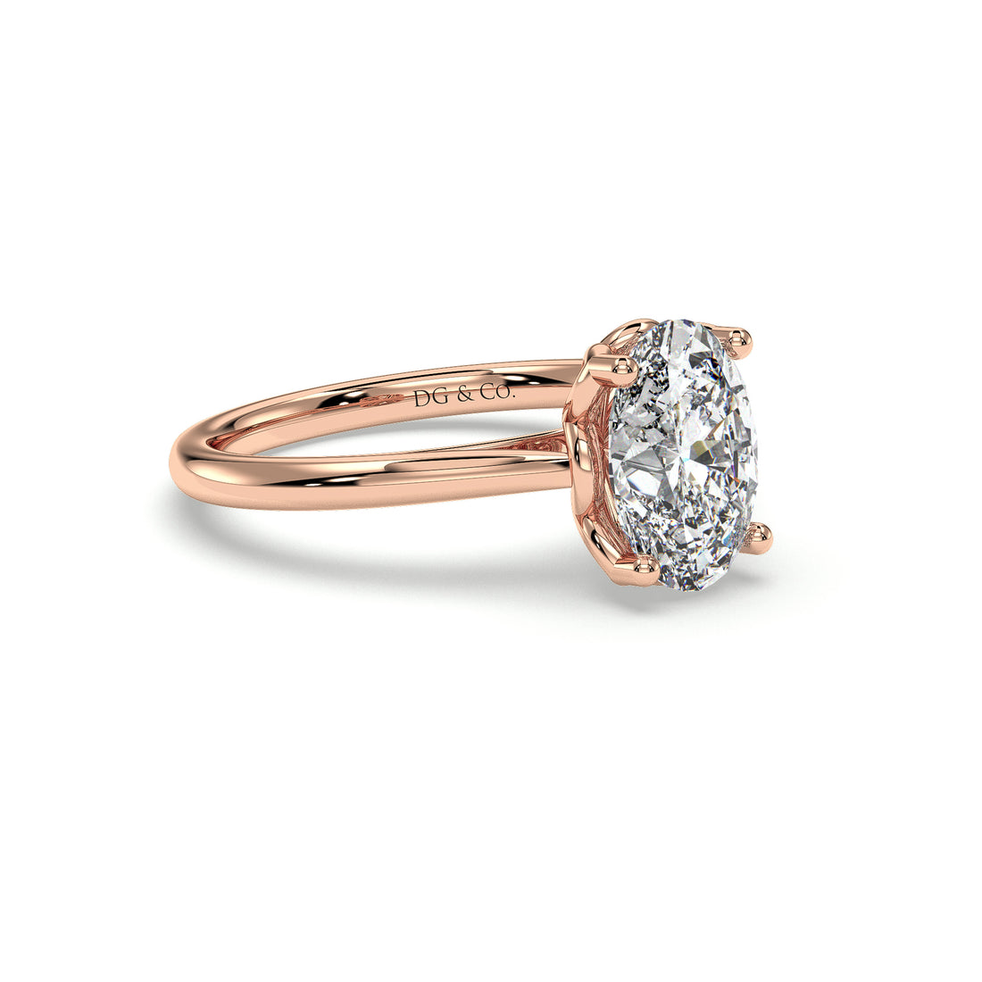 ISLA Oval Cut Cathedral Setting Tulip Basket Four Claw Diamond Ring - 18K Rose