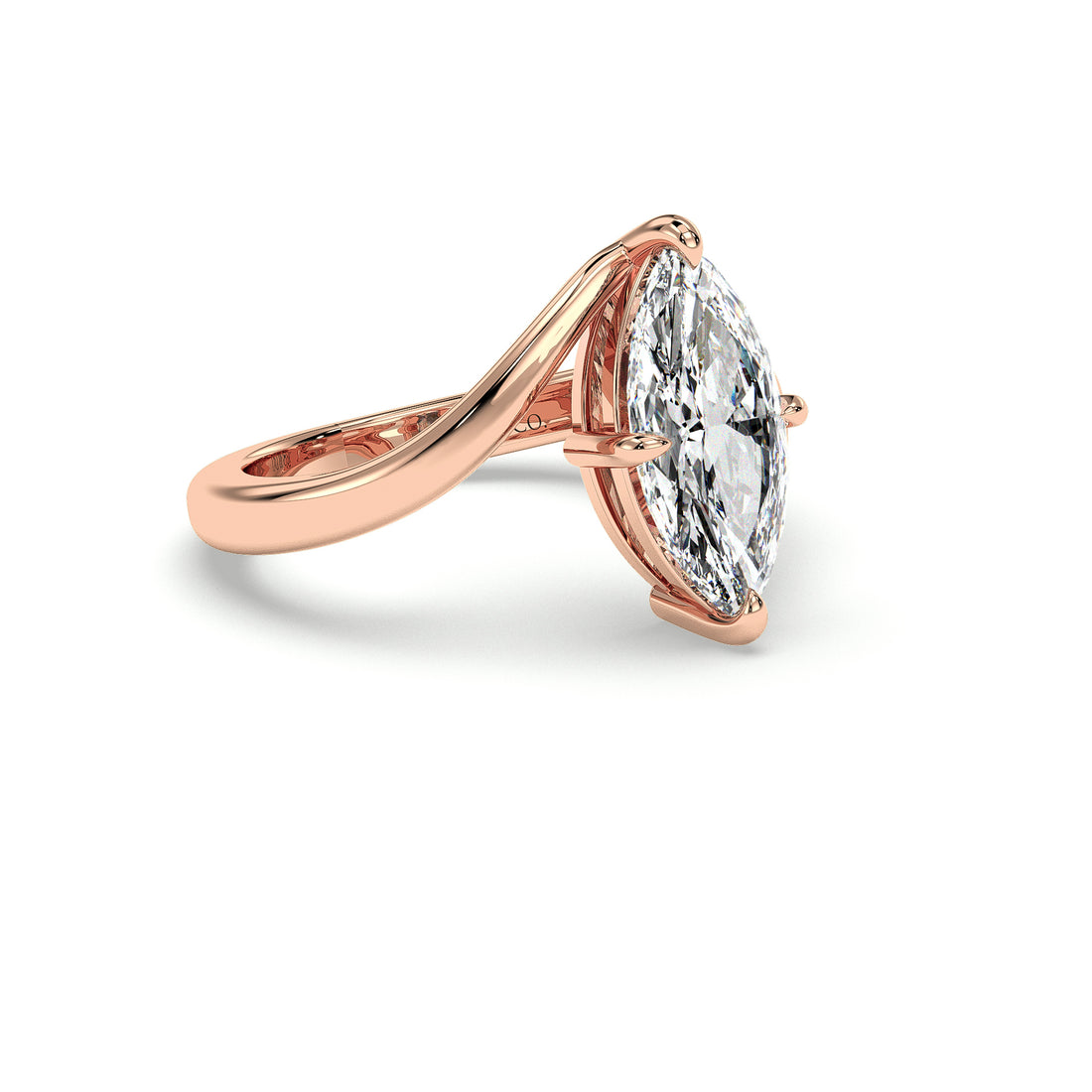 Ailany Solitaire Marquise Cut North South Claw Setting - 18K Rose