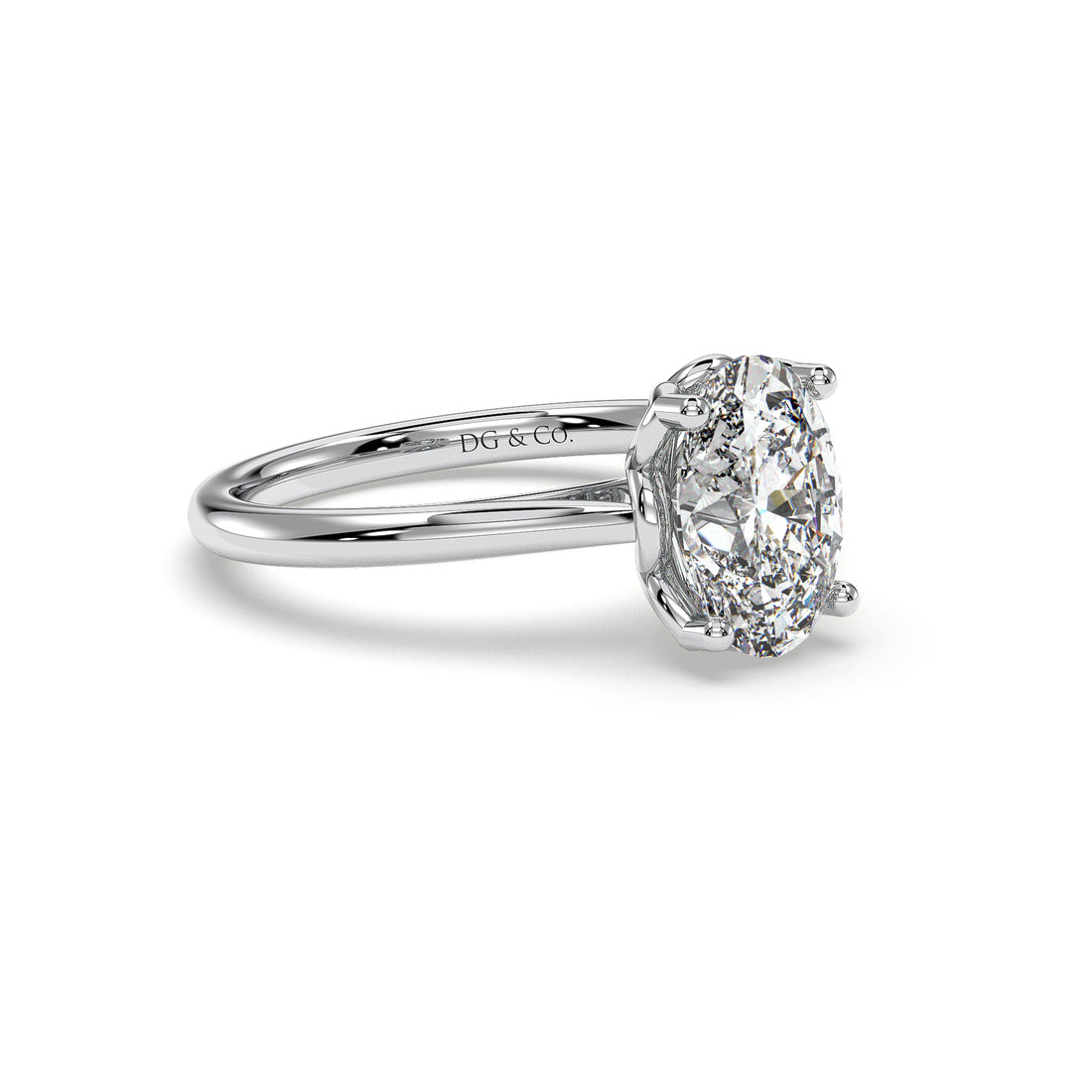 ISLA Oval Cut Cathedral Setting Tulip Basket Four Claw Diamond Ring - Platinum