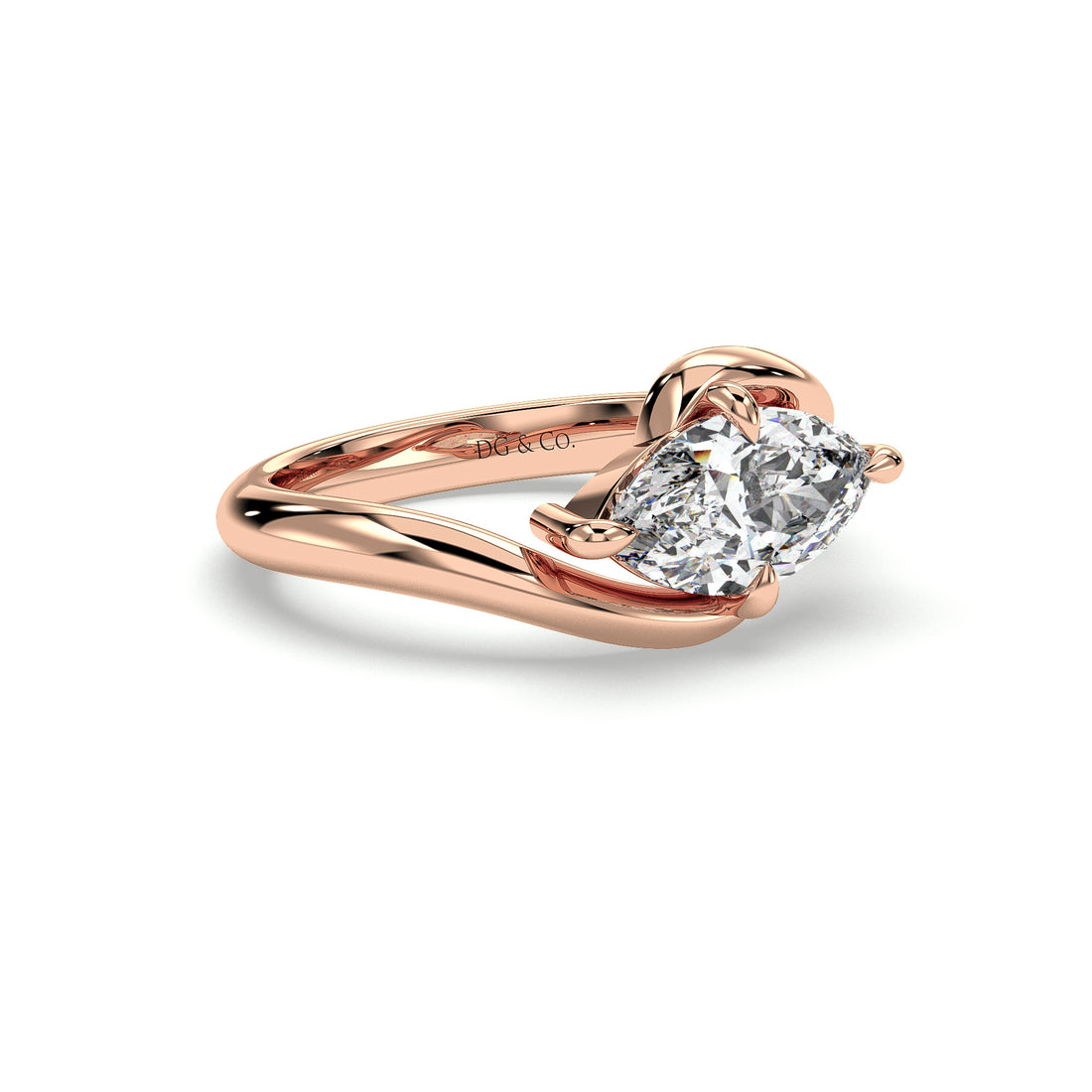 Daija East West Setting Marquise Cut Solitaire Diamond Ring - 18K Rose