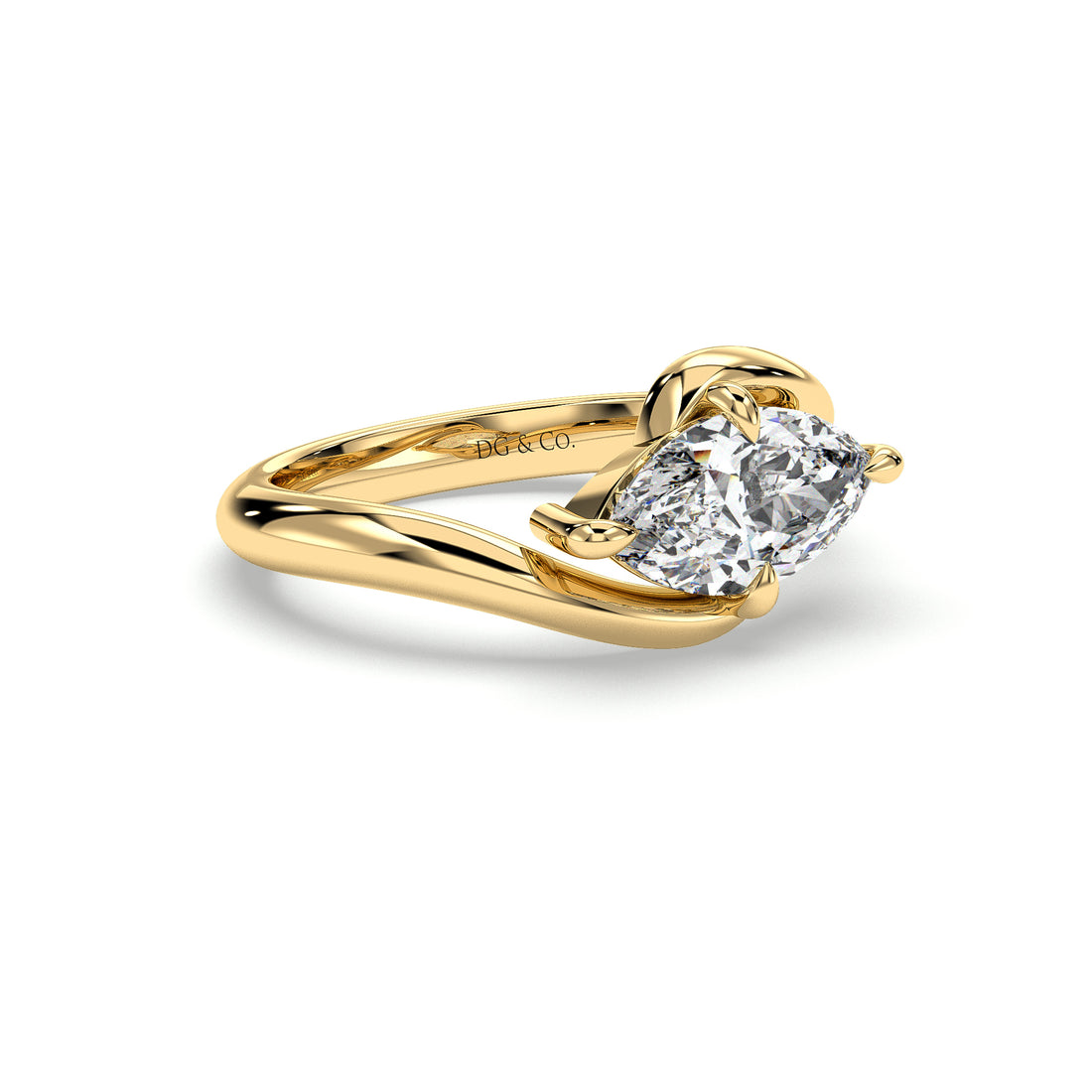 Daija East West Setting Marquise Cut Solitaire Diamond Ring - 18K Yellow