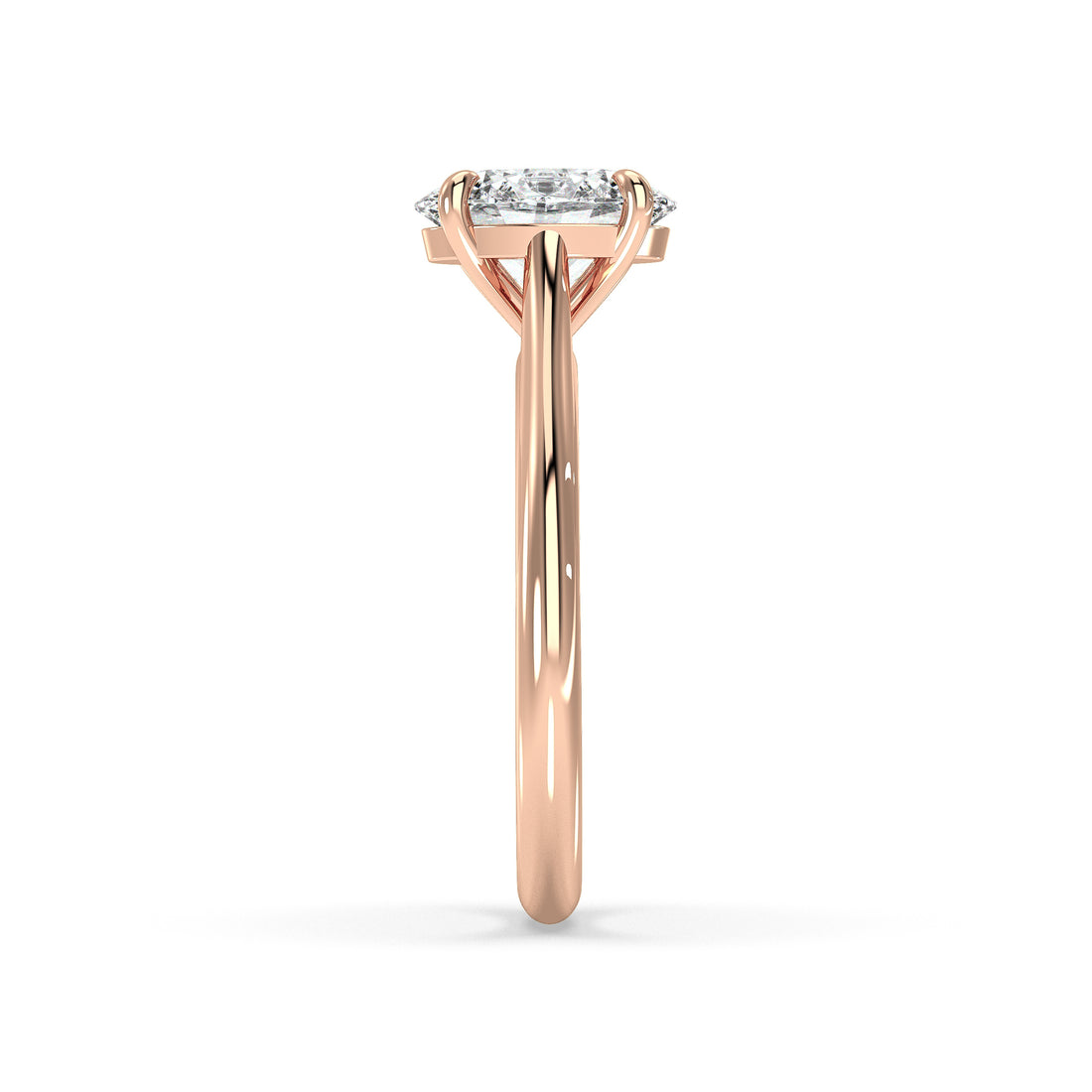 Cathedral Oval Cut Solitaire Engagement Ring with a Tapered Shoulder - 18K Rose
