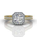 Vintage Round Cut Halo Diamond Engagement Ring With Four Claw Setting Centre Stone-18K Yellow - DG & Co. Jewellery