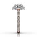 Round Cut Halo Diamond Engagement Ring Four Claw Pave Setting side stones -18K Rose - DG & Co. Jewellery