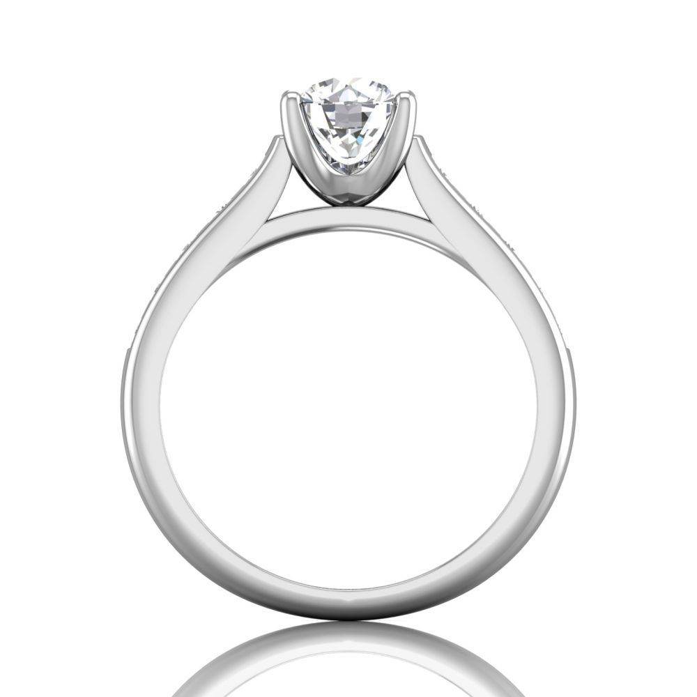 Channel Set Diamond Engagement Ring In Four Claw Setting - Platinum - DG & Co. Jewellery