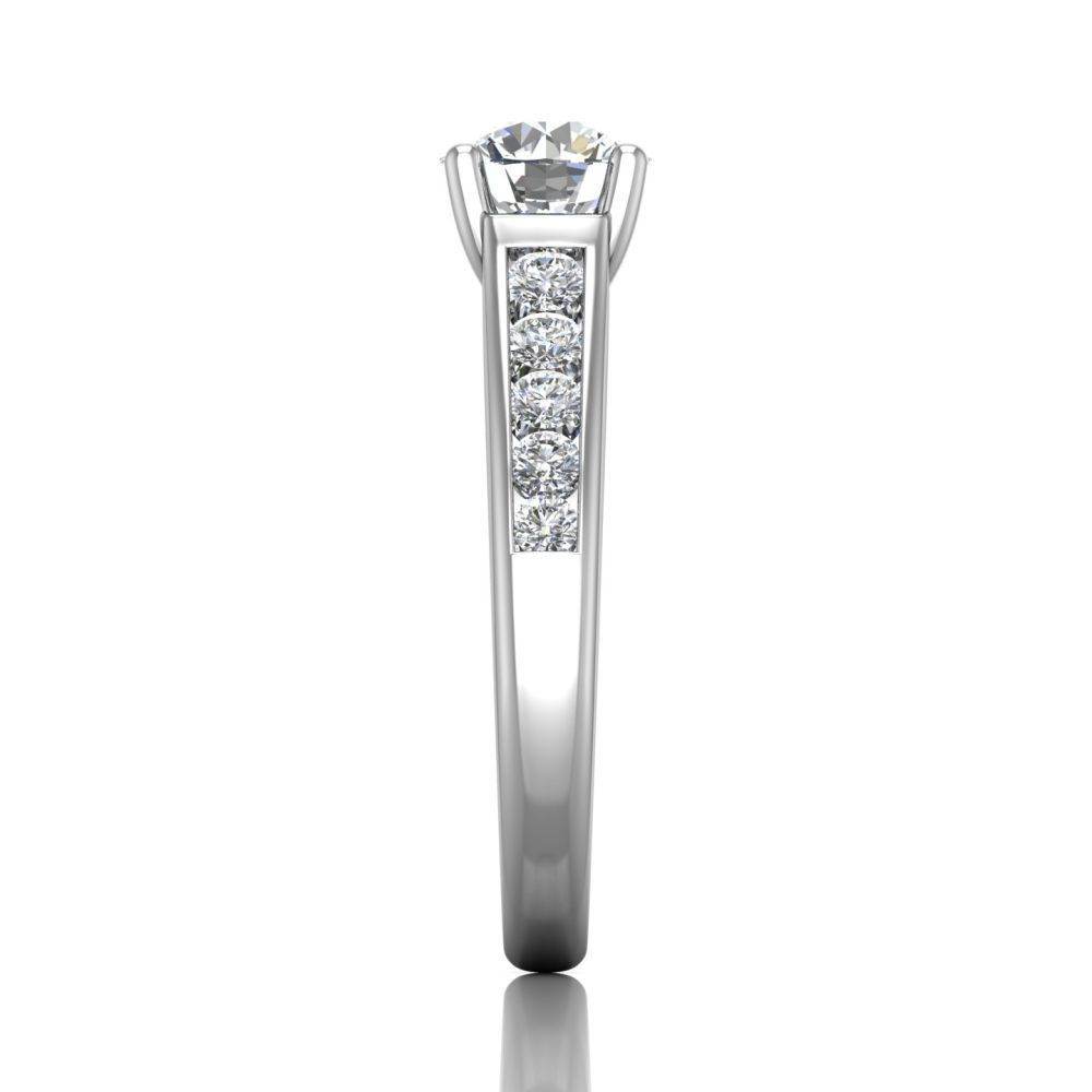 Channel Set Diamond Engagement Ring In Four Claw Setting - Platinum - DG & Co. Jewellery