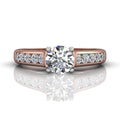 Channel Set Diamond Engagement Ring In Four Claw Setting - 18K Rose - DG & Co. Jewellery