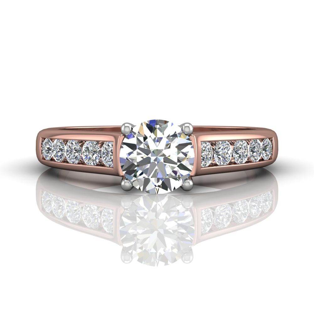 Channel Set Diamond Engagement Ring In Four Claw Setting - 18K Rose - DG & Co. Jewellery