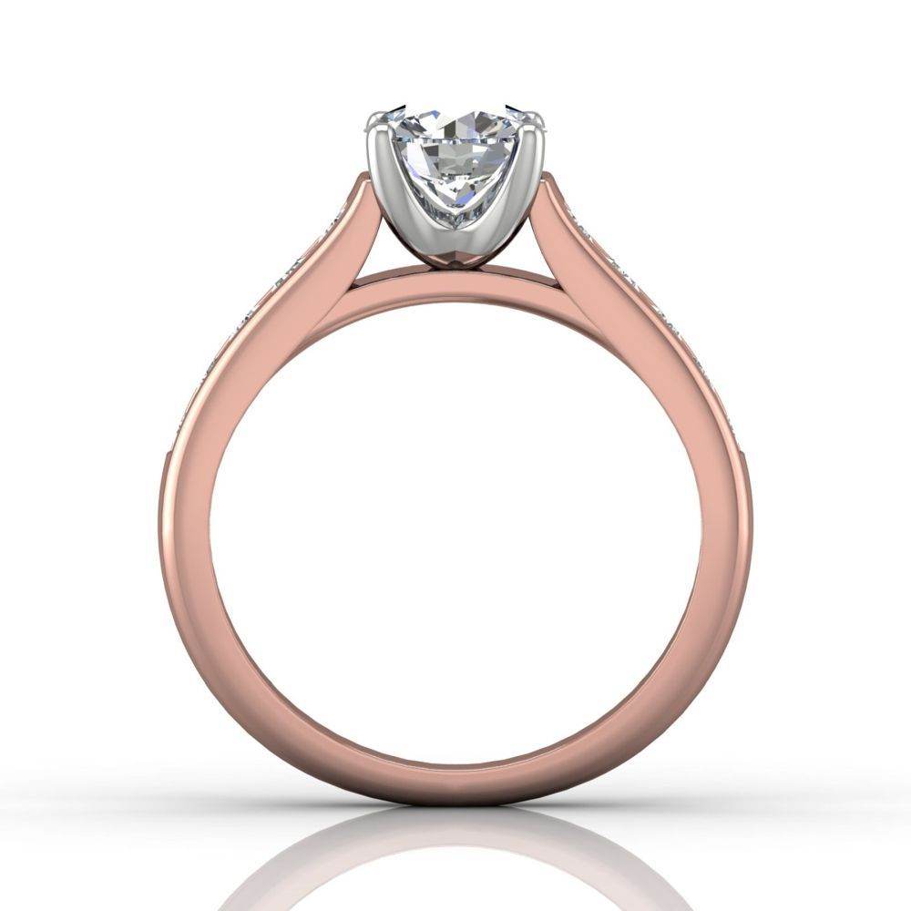 Channel Set Diamond Engagement Ring In Four Claw Setting - 18K Rose - DG & Co. Jewellery