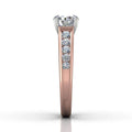 Channel Set Diamond Engagement Ring In Four Claw Setting - 18K Rose - DG & Co. Jewellery