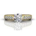 Ten Diamonds Channel Set Diamond Engagement Ring In Four Claw Setting-18K Yellow - DG & Co. Jewellery