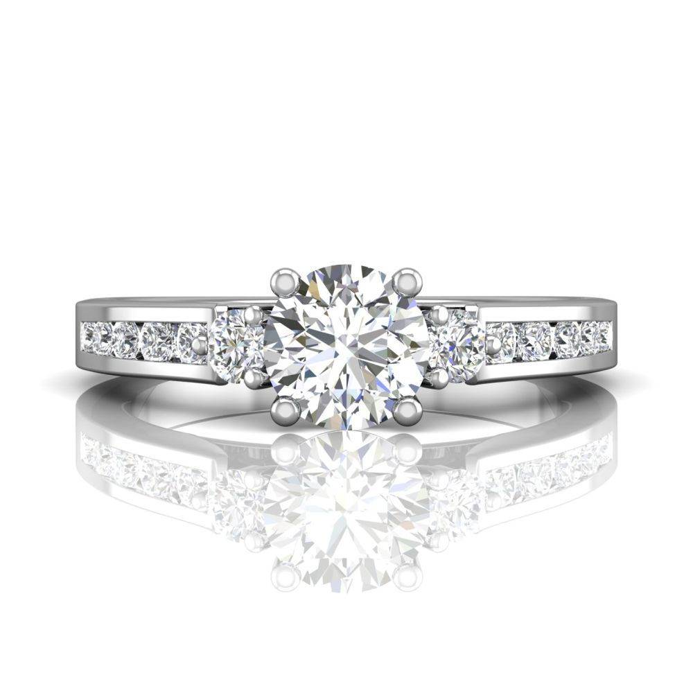 Trilogy 4 Claw Setting Diamond Engagement Ring Prong Channel Setting in 18k White Gold - DG & Co. Jewellery