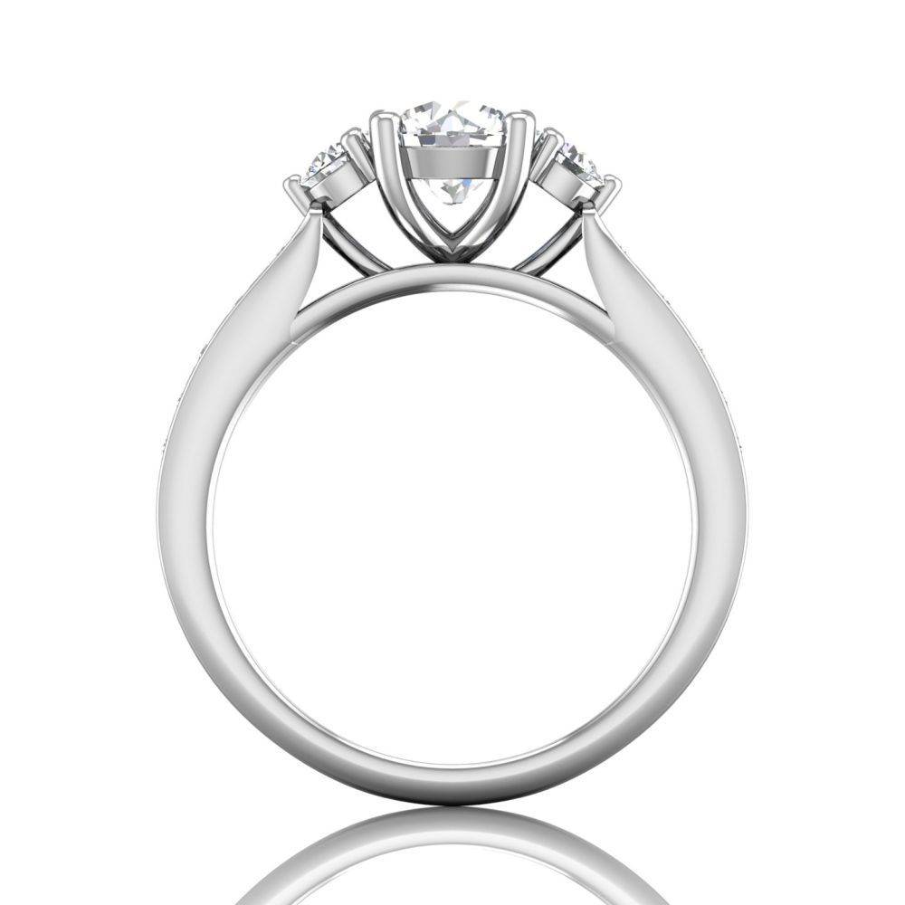 Trilogy 4 Claw Setting Diamond Engagement Ring Prong Channel Setting in 18k White Gold - DG & Co. Jewellery
