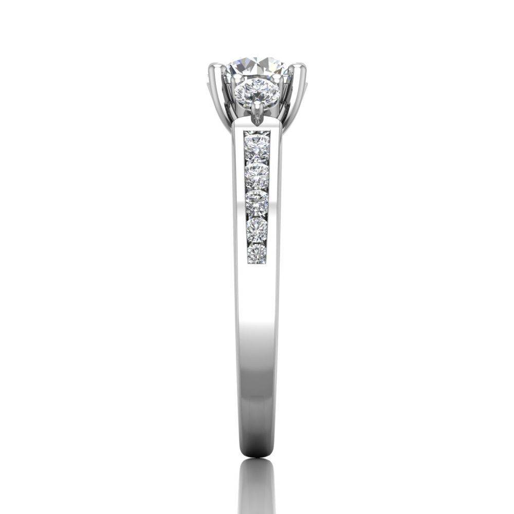 Trilogy 4 Claw Setting Diamond Engagement Ring Prong Channel Setting in 18k White Gold - DG & Co. Jewellery