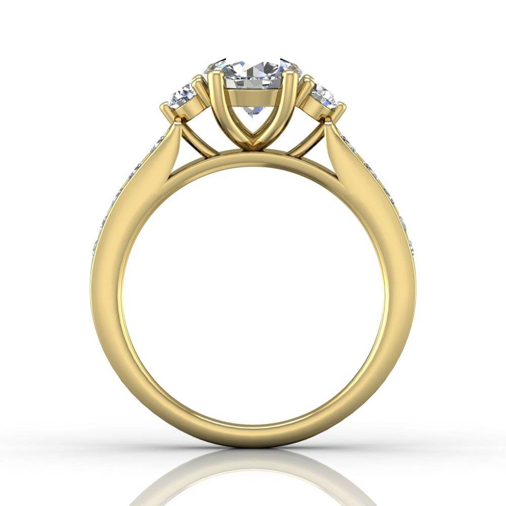 Trilogy Diamond Engagement Ring Prong Channel Setting in 18k Yellow Gold - DG & Co. Jewellery