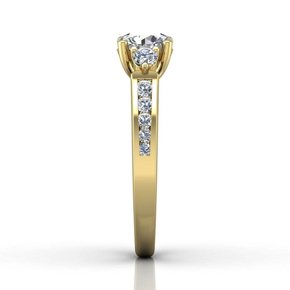 Trilogy Diamond Engagement Ring Prong Channel Setting in 18k Yellow Gold - DG & Co. Jewellery