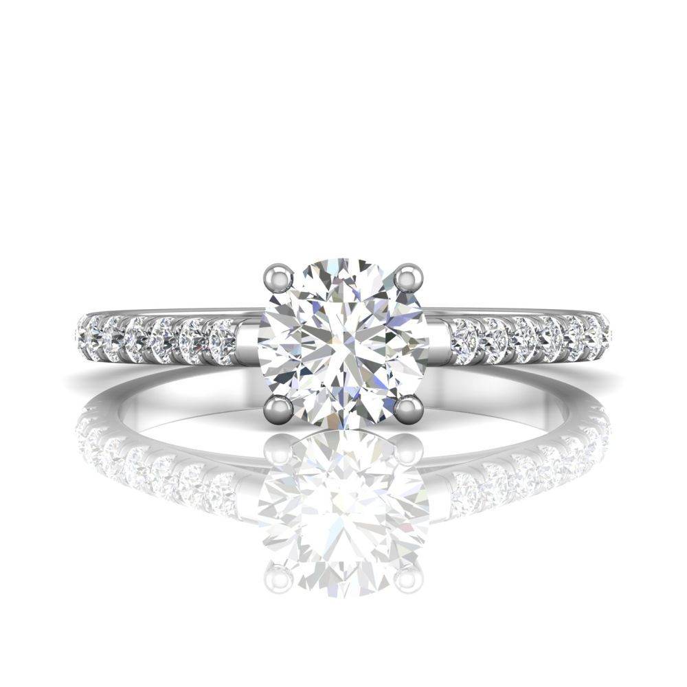 Scalloped Pave Diamond Engagement Ring in Four Claw Setting -18K White - DG & Co. Jewellery