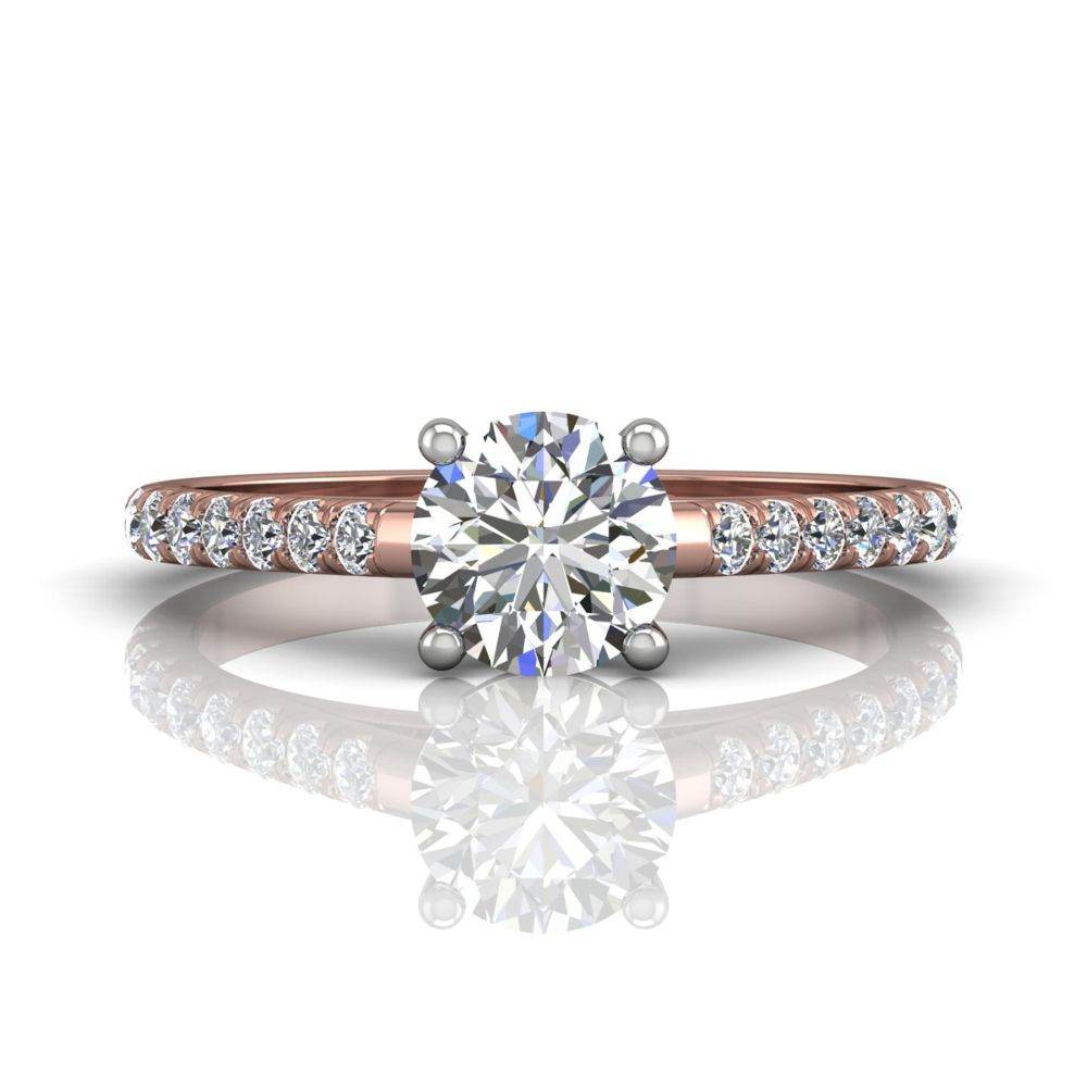 Scalloped Pave Diamond Engagement Ring in Four Claw Setting -18K Rose - DG & Co. Jewellery