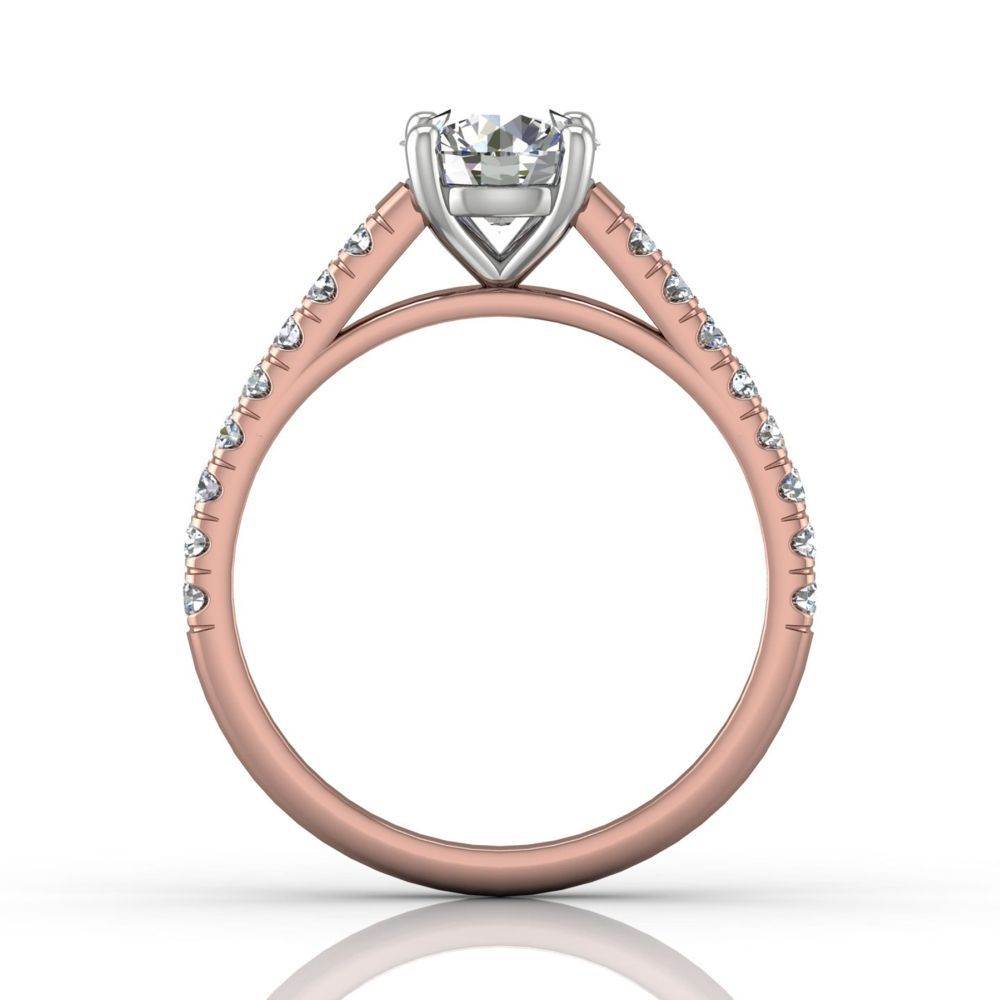Scalloped Pave Diamond Engagement Ring in Four Claw Setting -18K Rose - DG & Co. Jewellery