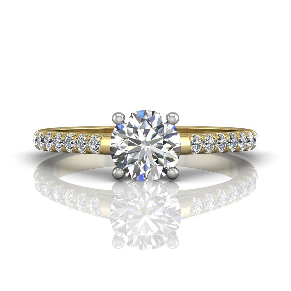 Scalloped Pave Diamond Engagement Ring in Four Claw Setting -18K Yellow - DG & Co. Jewellery