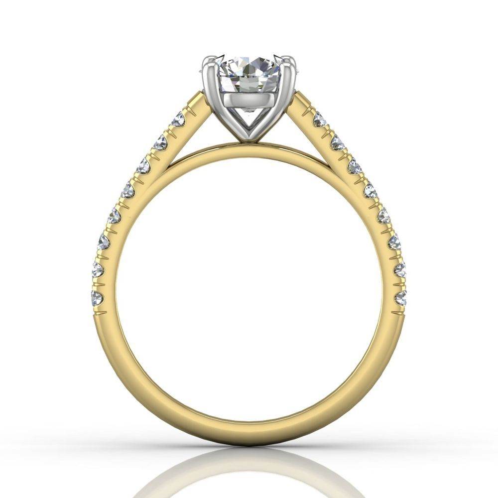 Scalloped Pave Diamond Engagement Ring in Four Claw Setting -18K Yellow - DG & Co. Jewellery