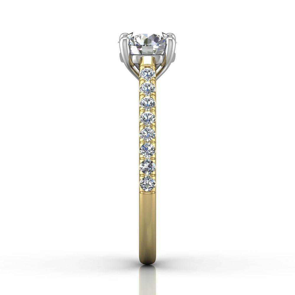 Scalloped Pave Setting Diamond Engagement Ring in Four Claw Setting -18K Yellow - DG & Co. Jewellery