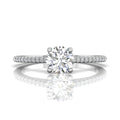 Round Cut Claw Set Hidden Halo Diamond Ring With Pave Set Side Stone - Platinum - DG & Co. Jewellery