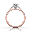 Round Cut Claw Set Hidden Halo Diamond Ring With Pave Set Side Stone - 18K Rose - DG & Co. Jewellery