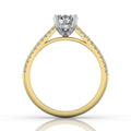 Round Cut Claw Set Hidden Halo Diamond Ring With Pave Set Side Stone - 18K Yellow - DG & Co. Jewellery